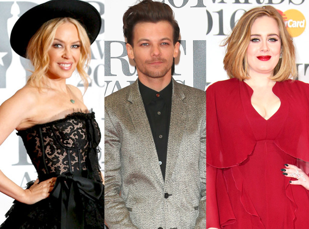 Kylie Minogue, Louis Tomlinson, Adele, BRIT Awards Kylie Minogue, Louis Tomlinson, Adele, BRIT Awards
